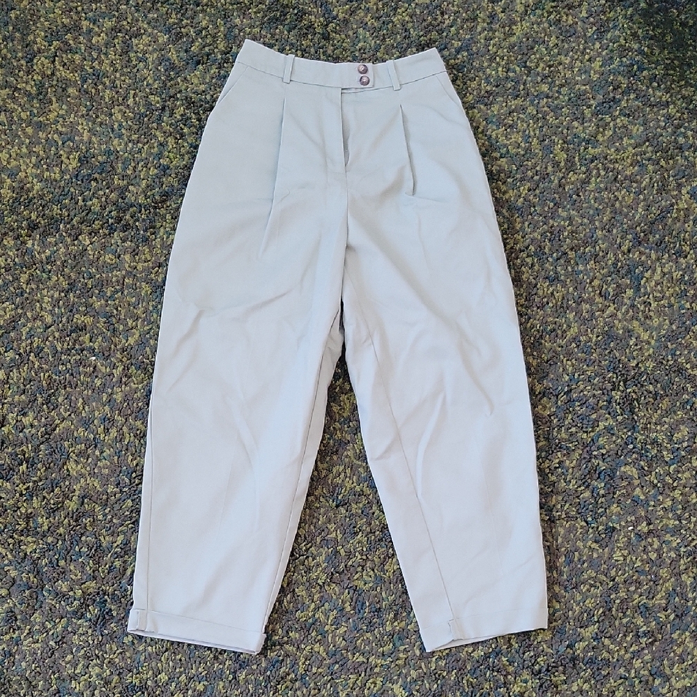 Topshop High Waisted Light Green Cropped Grandpa Pants